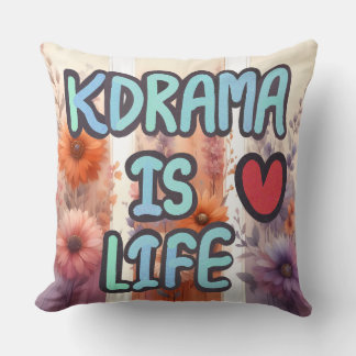 Cojín Decorativo K-Drama Es La Vida | Diseño Floral de Fanático de 