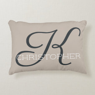 Cojín Decorativo K Inicial Nombre Personalizado Taupe Neutral Tan