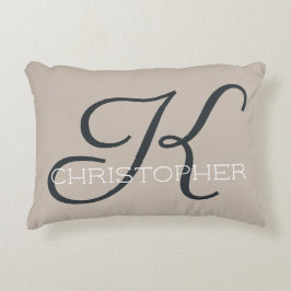 Cojín Decorativo K Nombre Personalizado Inicial Taupe Neutral Beige