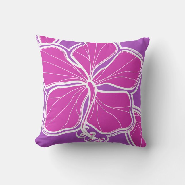 Cojín Decorativo Kailua Hibiscus Violeta Hawaiana reversible (Anverso)