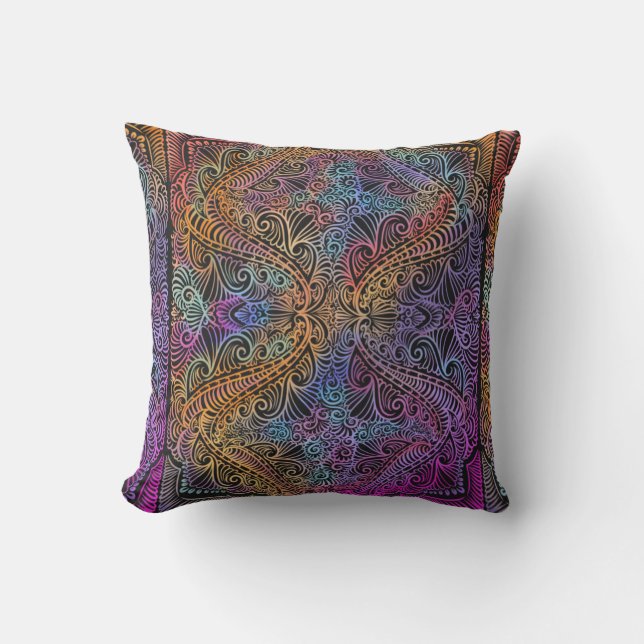 Cojín Decorativo Kaleidoscope arcoiris Mandala (Anverso)