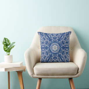 Cojín Decorativo Kaleidoscope Azul brillante, blanco, una sola estr