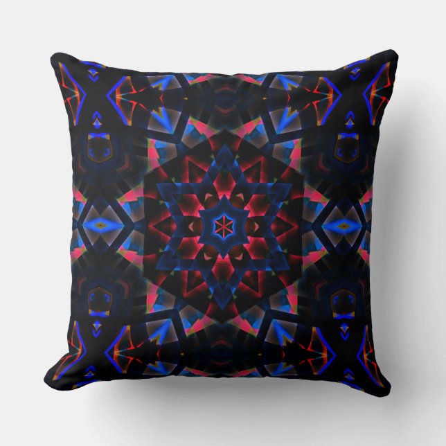 Cojín Decorativo Kaleidoscope con hexágono, degradado de azul a sal (Anverso)