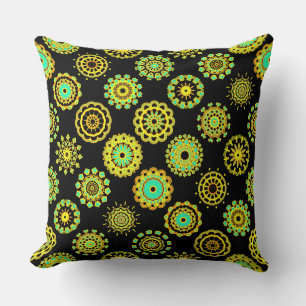 Cojín Decorativo Kaleidoscopic 110714 - 16 Mandalas - sobre negro