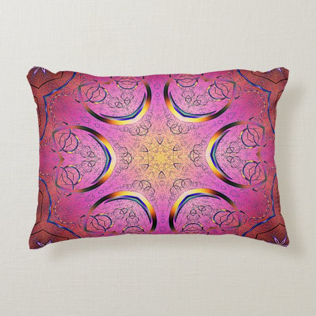 Cojín Decorativo Kaleidoscopio del corazón radiante (Anverso)