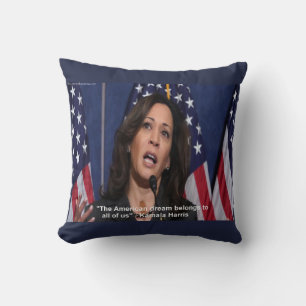Cojín Decorativo Kamala Harris y la cita del sueño americano Almoha
