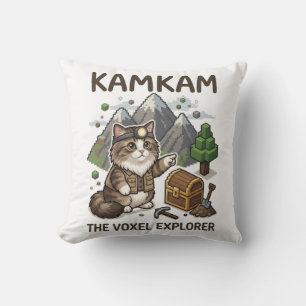 Cojín Decorativo KAMKAM El Explorador de Voxel Gamer Divertido Gato