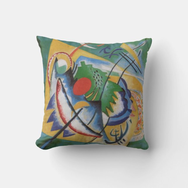 Cojín Decorativo Kandinsky Abstract 'Oval Red' Green Yellow (Anverso)