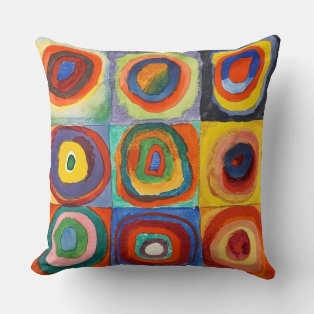 Cojín Decorativo Kandinsky - Cuadrados con Círculos Concéntricos (Anverso)