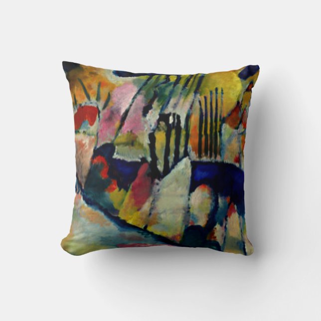 Cojín Decorativo Kandinsky - Paisaje con lluvia (Anverso)