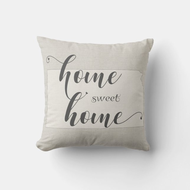 Cojín Decorativo Kansas - Home Sweet Home Burlap-look (Anverso)