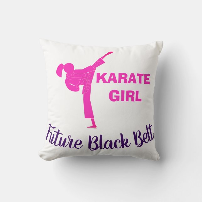 Cojín Decorativo Karate Girl Future Black Belt Motivational Decor (Anverso)