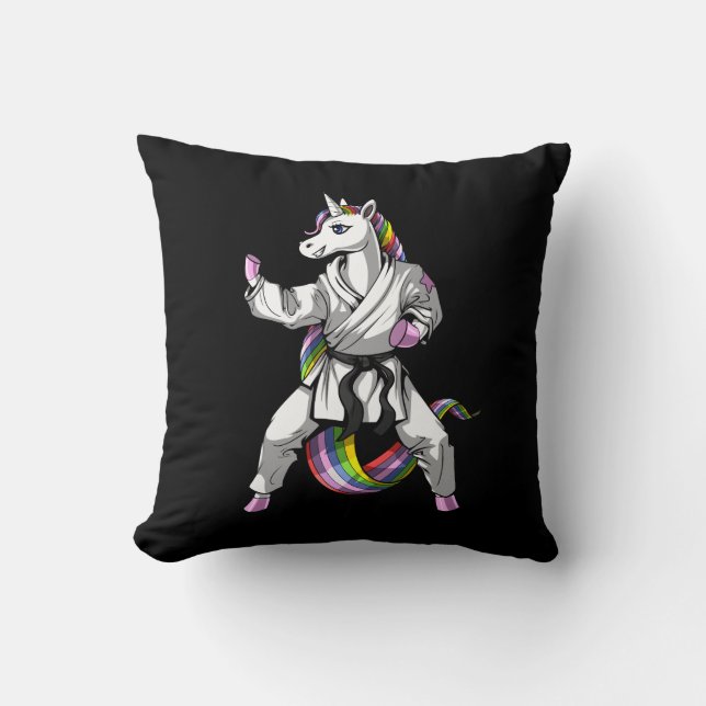 Cojín Decorativo Karate Ninja, Chica unicornio (Anverso)