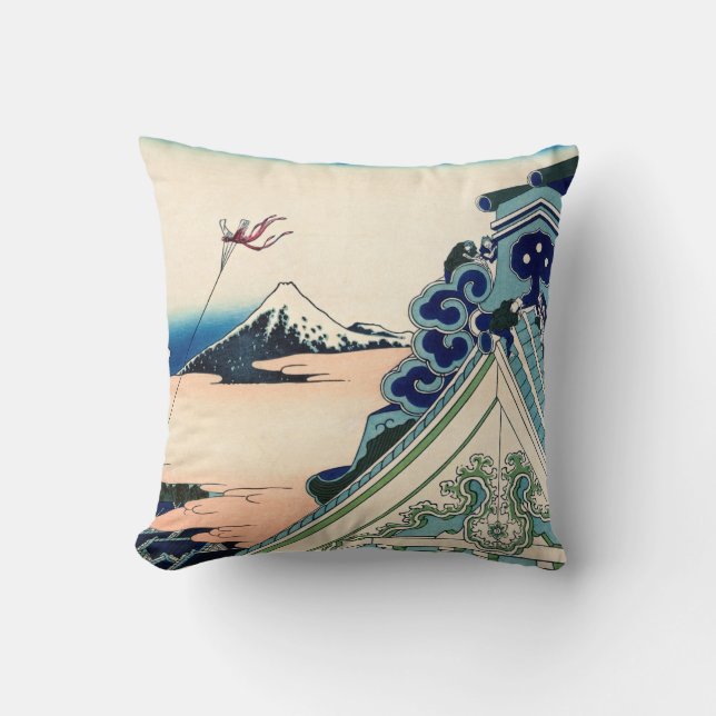 Cojín Decorativo Katsushika Hokusai - Templo Asakusa Honganji, Edo (Anverso)