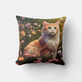 Cojín Decorativo Katze in Blumenwiese