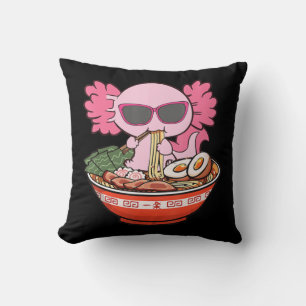 Cojín Decorativo Kawaii Axolotl comiendo fideos de Ramen Chicas de