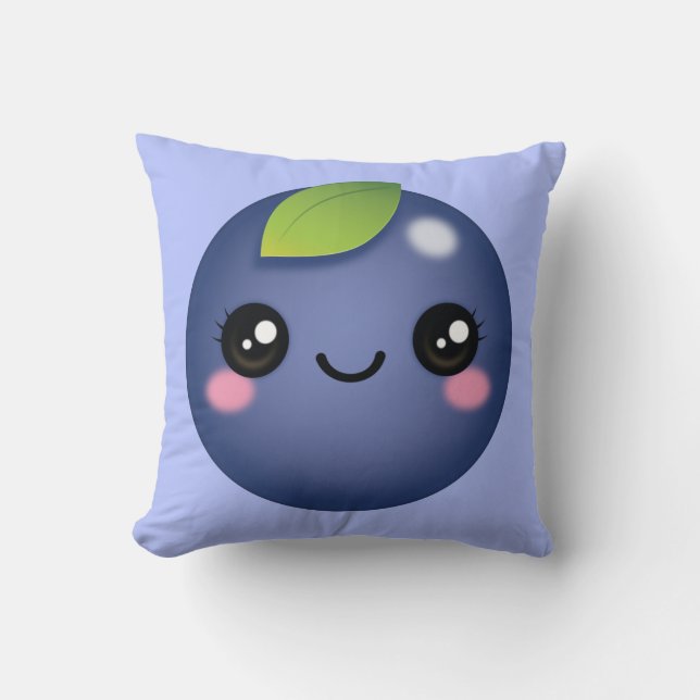 Cojín decorativo Kawaii Blueberry (Anverso)