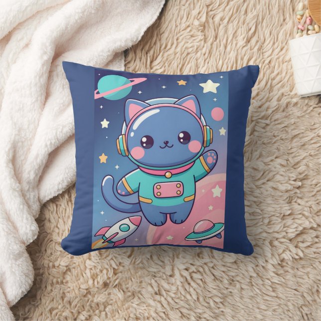 Cojín Decorativo Kawaii Cat Astronaut Space Adventure Cute Cosmos (Manta)