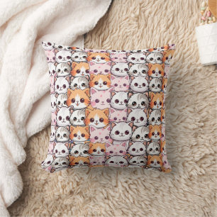 Cojín Decorativo Kawaii Cat feline Kitten mascota cara palo de impr
