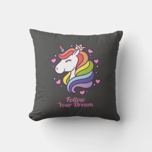 Cojín Decorativo Kawaii coloridos sueños de unicornio arcoiris