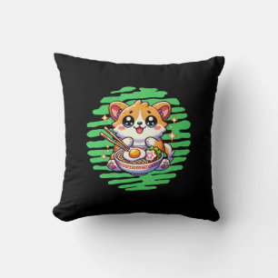 Cojín Decorativo Kawaii Corgi tazón de Ramen