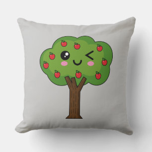 Cojín Decorativo Kawaii feliz árbol de manzanas