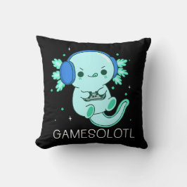 Cojín Decorativo Kawaii Gamesolotl Axolotl Jugador