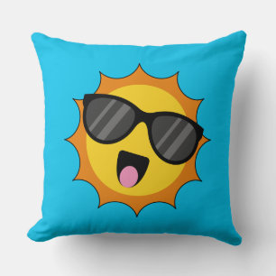 Cojín Decorativo Kawaii Happy Sun con gafas de sol