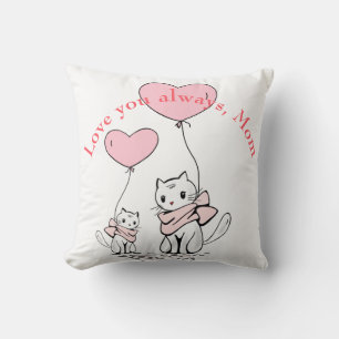 Cojín Decorativo Kawaii Mom Cat & Kitten Personalizado