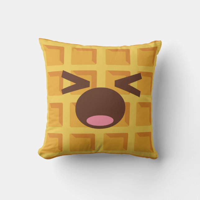 Cojín Decorativo Kawaii Personalizado Waffle Sleeping Cute Breakfas (Anverso)