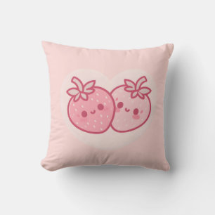 Cojín Decorativo Kawaii Pink Valentines Strawberries