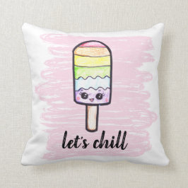 Cojín Decorativo kawaii rainbow popsicle Vamos a relajar el lindo d