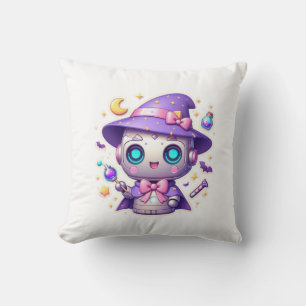 Cojín Decorativo Kawaii Robot bruja barato mágico con estrellas