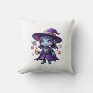 Cojín Decorativo Kawaii Robot Witch Chica Cute Magical Decoración T