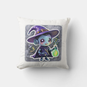 Cojín decorativo Kawaii Robot Witch Halloween