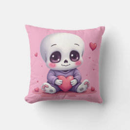 Cojín Decorativo Kawaii Skeleton Holding Heart