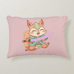 Cojín Decorativo Kawaii Squirrel Samurai.