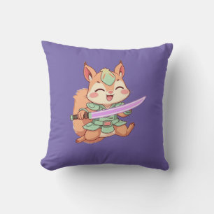 Cojín Decorativo Kawaii Squirrel Samurai.