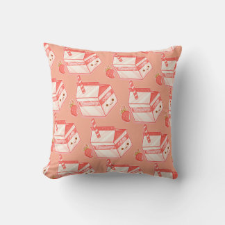 Cojín Decorativo Kawaii Strawberry Milk Carton - Cute Aesthetic Art