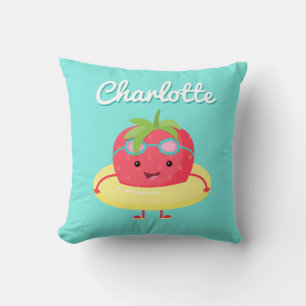 Cojín Decorativo Kawaii Strawberry Swimmer