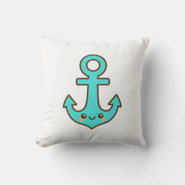 Cojín Decorativo Kawaii Turquoise Anchor - Fantástico y Alegre