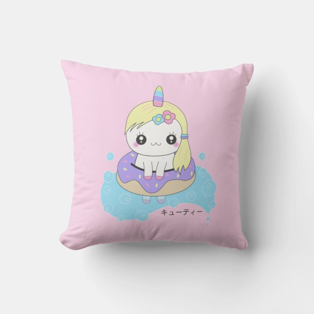 Cojín Decorativo Kawaii Unicorn (Anverso)
