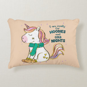 Cojín Decorativo Kawaii Unicorn Invierno y frutos secos