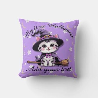 Cojín Decorativo Kawaii Witch Cat – Halloween Throw Pillow