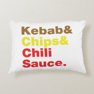 Cojín Decorativo Kebab & Patatas Fritas & Salsa de Chili.
