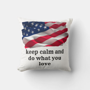 Cojín Decorativo keep calm quote and vibrant american flag