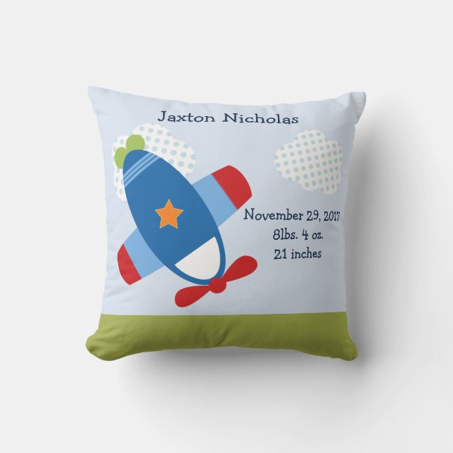 Cojín Decorativo Keepsake de avión personalizado (Anverso)