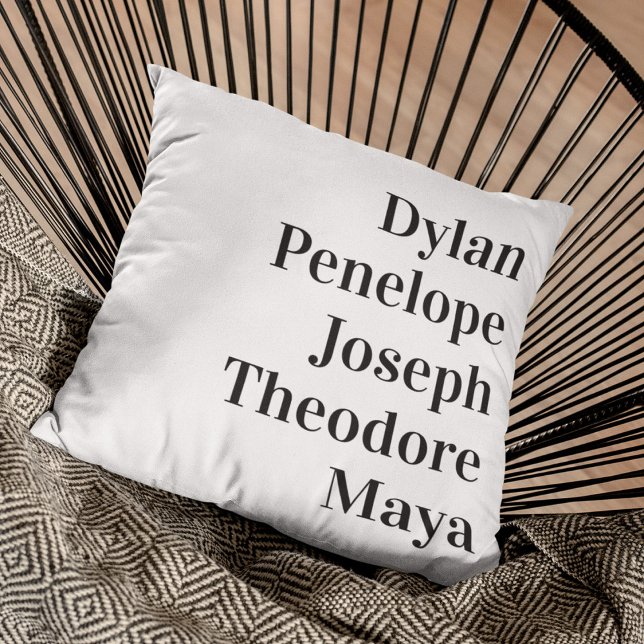 Cojín Decorativo Keepsake de familia de 5 nombres personalizado (Subido por el creador)
