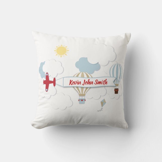 Cojín Decorativo Keepsake del bebé del pilar del avión (Anverso)