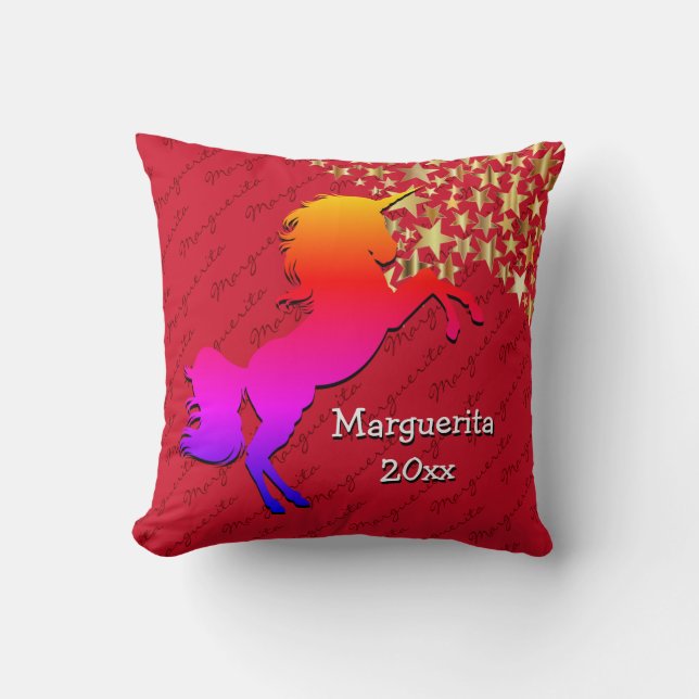 Cojín Decorativo Keepsake personalizado de Red UNICORN (Anverso)